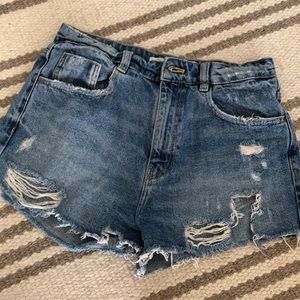 Zara denim destroyed high waist shorts